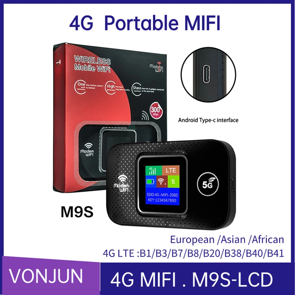 M9S 4G LTE Portable Mobile WiFi Hotspot – 150Mbps Pocket Router with SIM Card Slot, 3000mAh Battery & Connects Up to 10 Devices