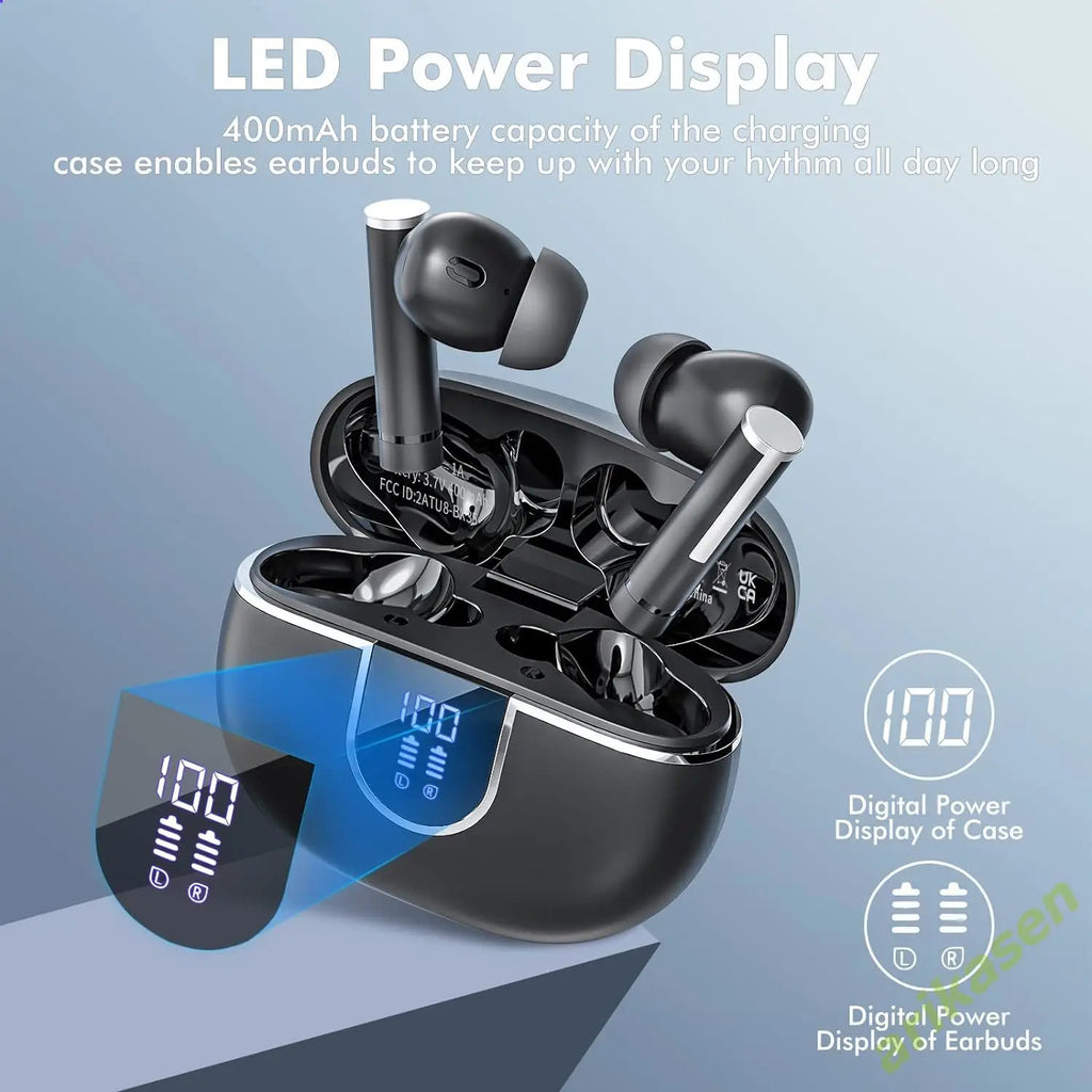 Bluetooth 5.3 Wireless Earbuds with Noise Cancellation & 50H Battery