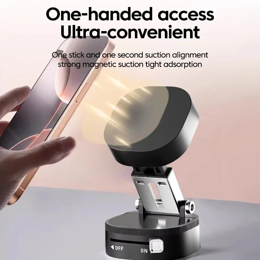 Foldable Mobile Phone Holder Vacuum Suction Cup Holder Magnetic Car Phone Holder for Iphone/ Android Phone Accessories