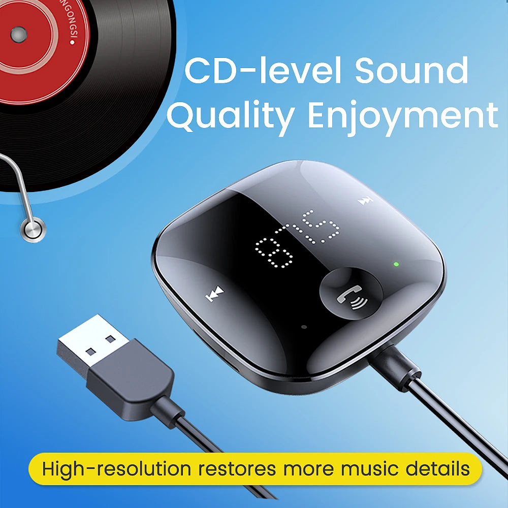 Extractme Bluetooth 5.0 Car Audio Transmitter Wireless Bluetooth FM Transmitter AUX Audio Receiver MP3 Player Car Kit Handsfree