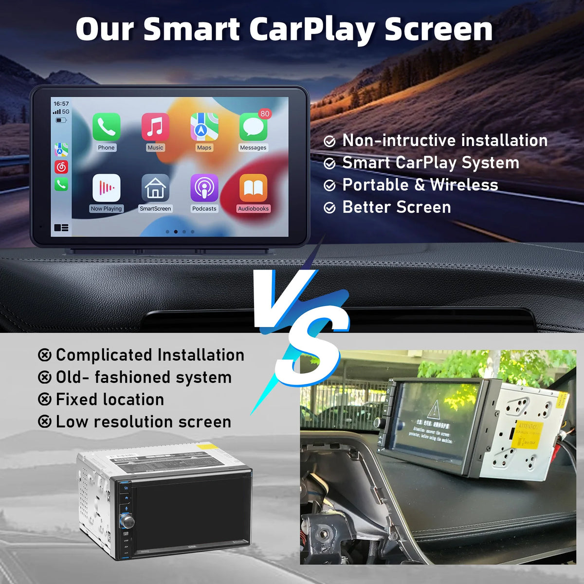 7" Wireless CarPlay & Android Auto Touchscreen