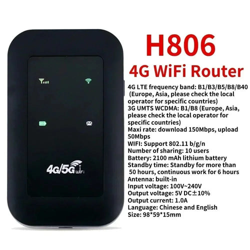 2026 4G/5G LTE Mobile WiFi Hotspot Router – 150Mbps Portable Wireless Router with SIM Card Slot for Travel & Car
