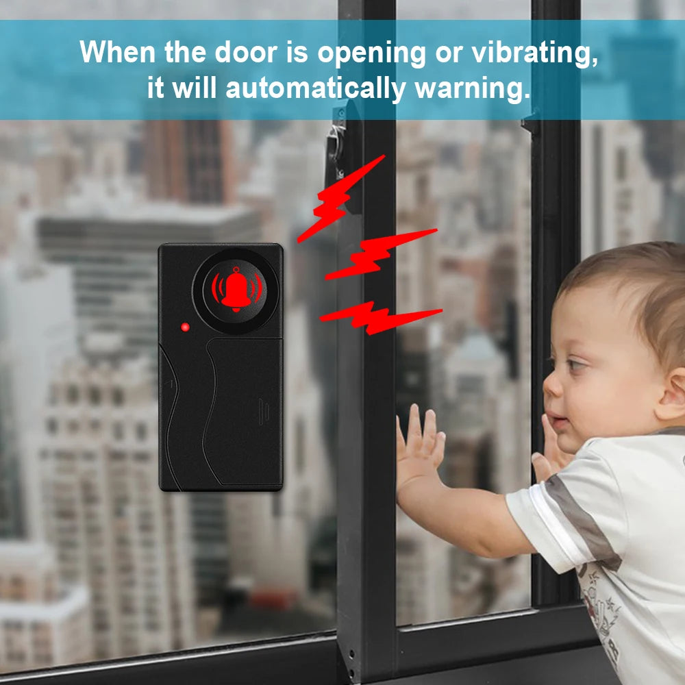Wireless Vibration Alarm Door and Window Anti-Theft Alarm with Remote Control 110Db Motorcycle Bicycle Security Sensors