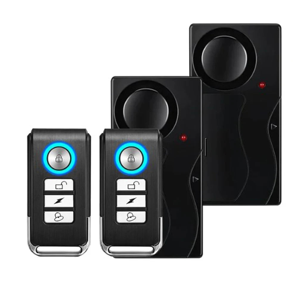 Wireless Vibration Alarm Door and Window Anti-Theft Alarm with Remote Control 110Db Motorcycle Bicycle Security Sensors