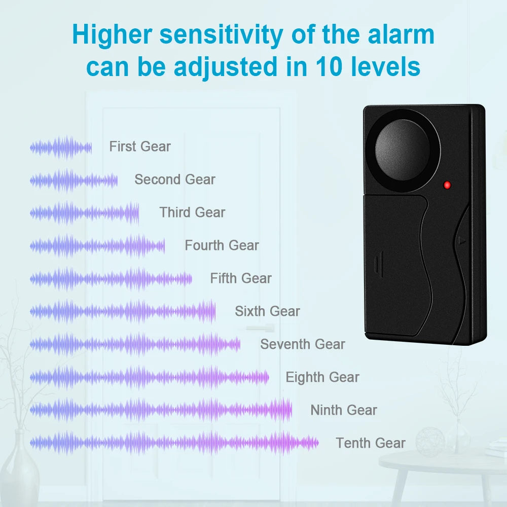 Wireless Vibration Alarm Door and Window Anti-Theft Alarm with Remote Control 110Db Motorcycle Bicycle Security Sensors