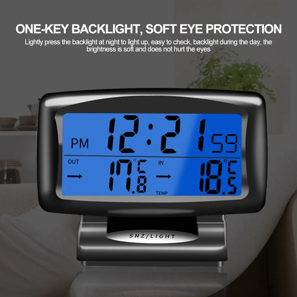 Digital Car Thermometer & Alarm Clock with Backlight