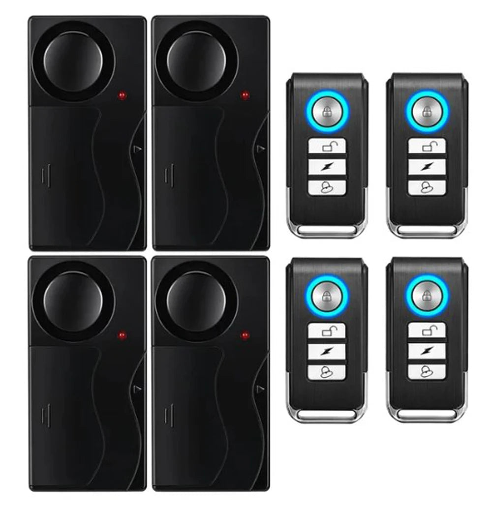 Wireless Vibration Alarm Door and Window Anti-Theft Alarm with Remote Control 110Db Motorcycle Bicycle Security Sensors