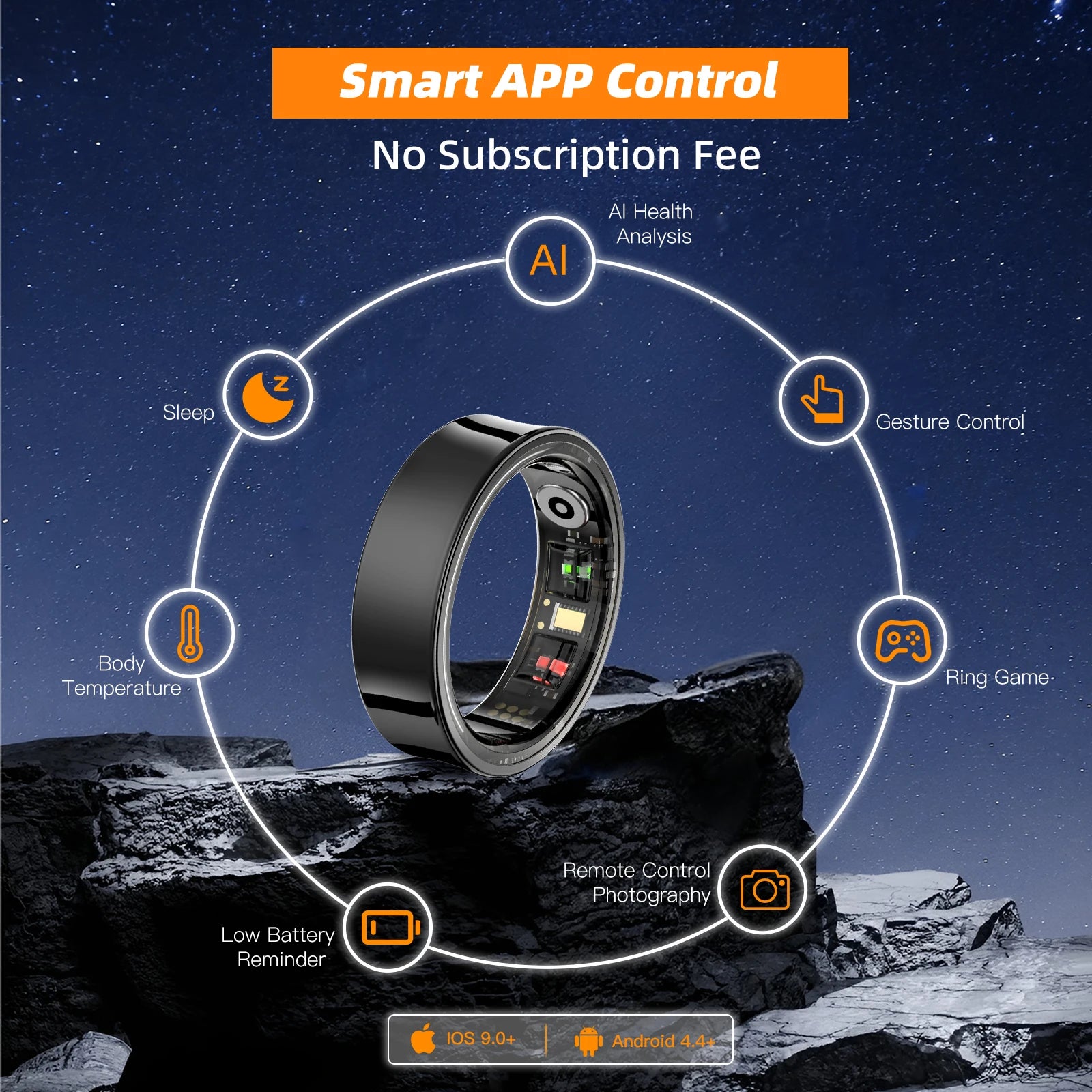 Smart Fitness Ring with Sleep & Temperature Tracking