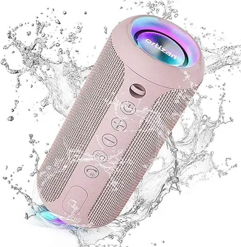 Portable Bluetooth Speaker with Bass Boost – 24W HD Sound, IPX7 Waterproof, RGB Lights, 30-Hour Playtime, TF Card & AUX Support