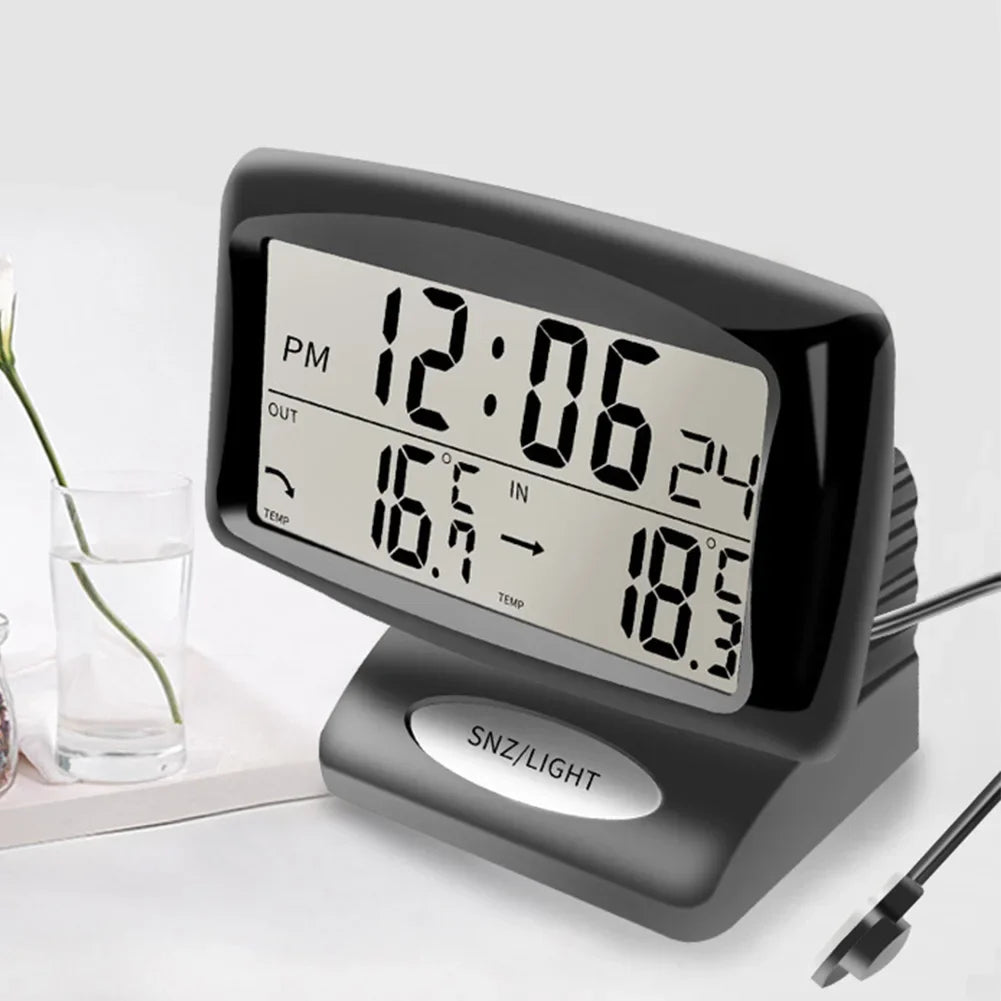 Digital Car Thermometer & Alarm Clock with Backlight