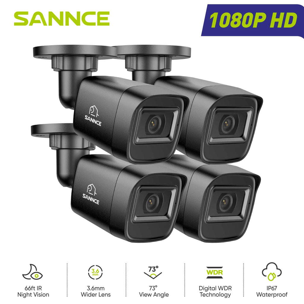 1080P HD TVI Bullet Security Cameras 2/4Pcs Outdoor Night Vision Cameras Home Surveillance Motion Detection Remote Access