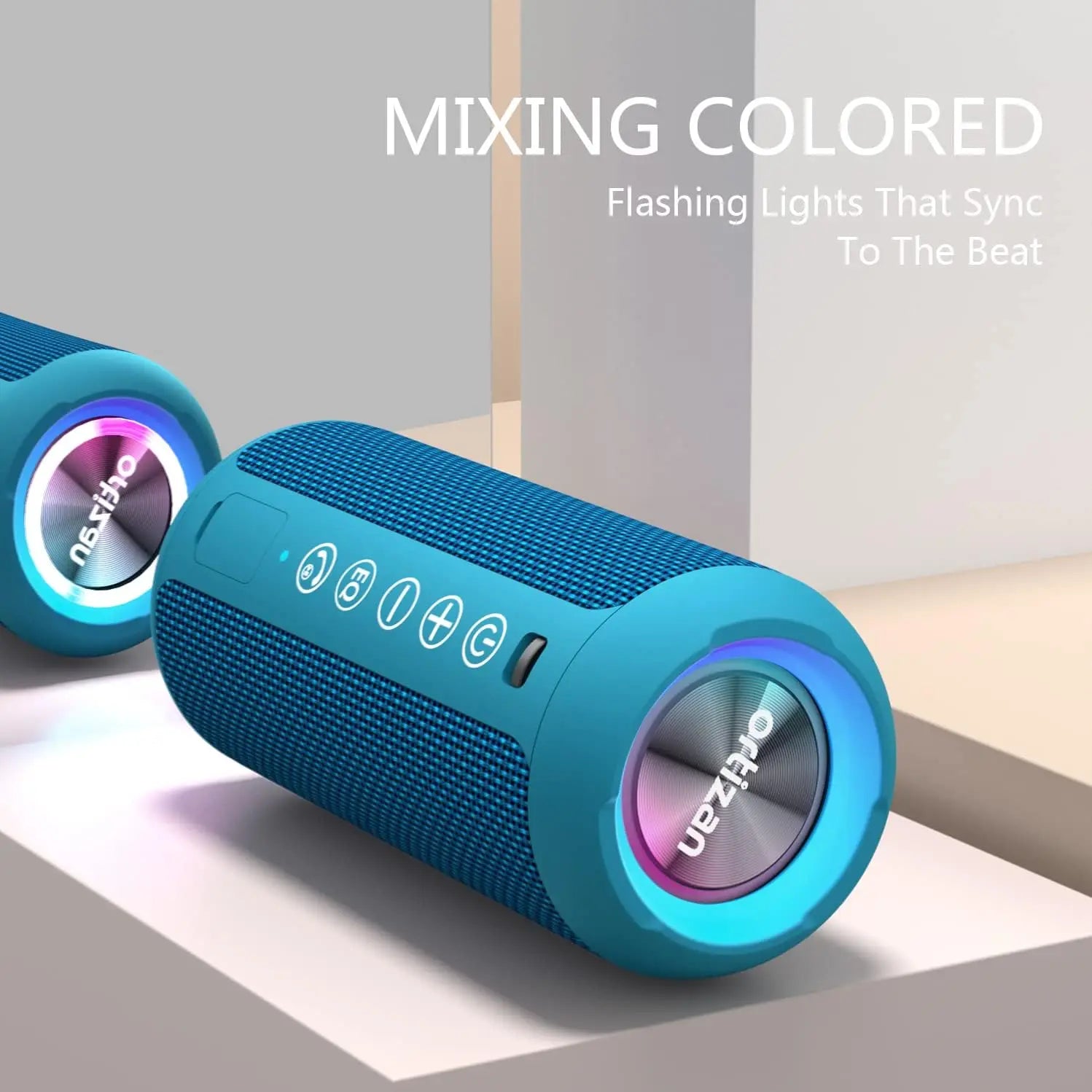 Portable Bluetooth Speaker with Bass Boost – 24W HD Sound, IPX7 Waterproof, RGB Lights, 30-Hour Playtime, TF Card & AUX Support