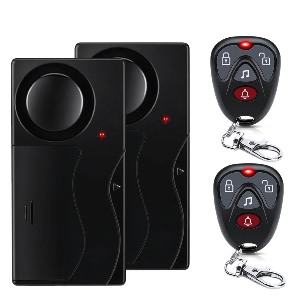 Wireless Vibration Alarm Door and Window Anti-Theft Alarm with Remote Control 110Db Motorcycle Bicycle Security Sensors
