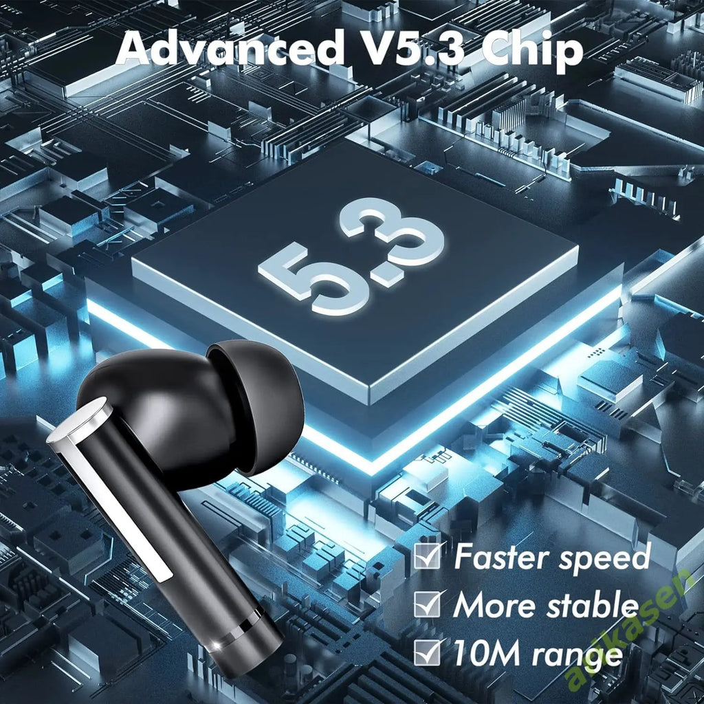 Bluetooth 5.3 Wireless Earbuds with Noise Cancellation & 50H Battery
