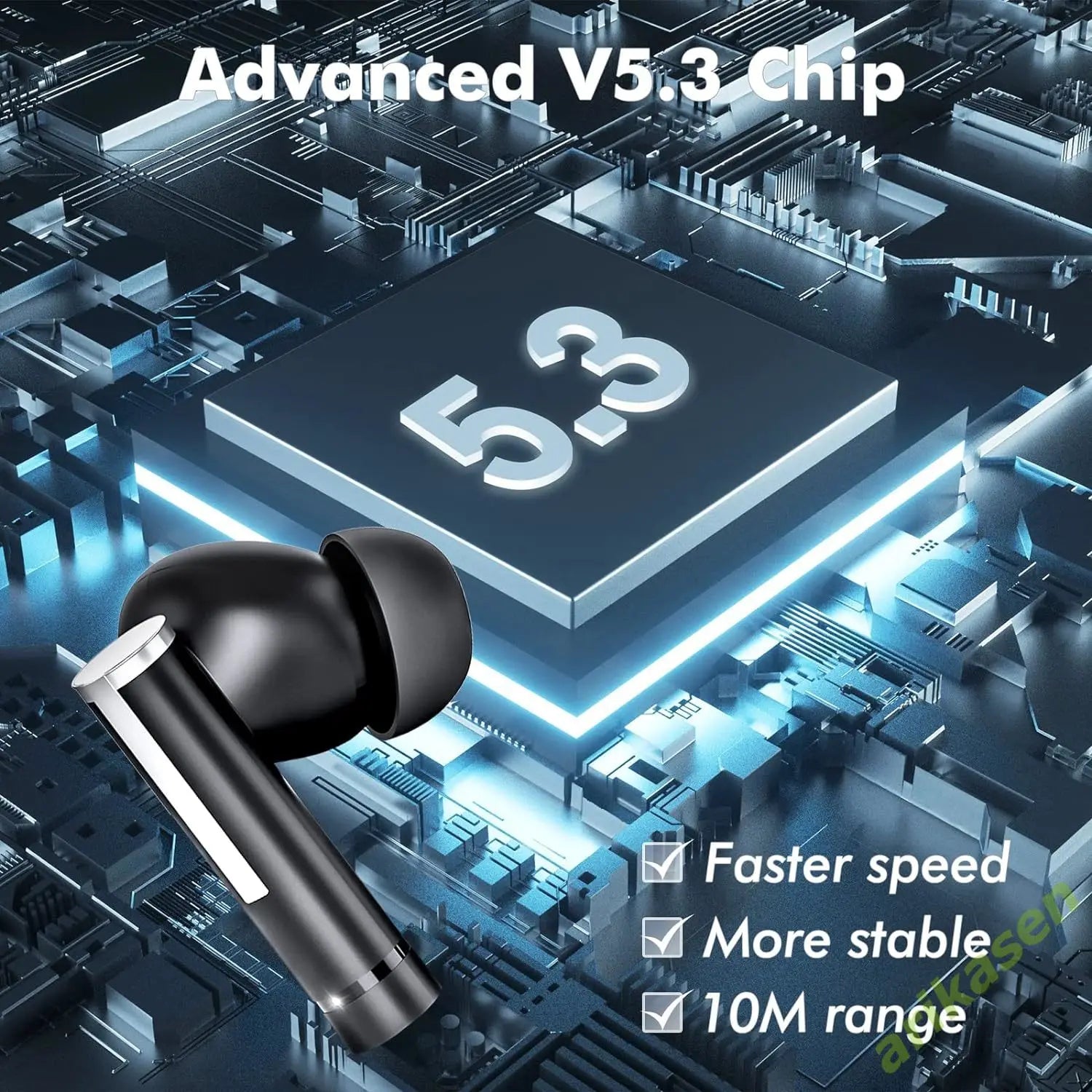 Bluetooth 5.3 Wireless Earbuds with Noise Cancellation & 50H Battery