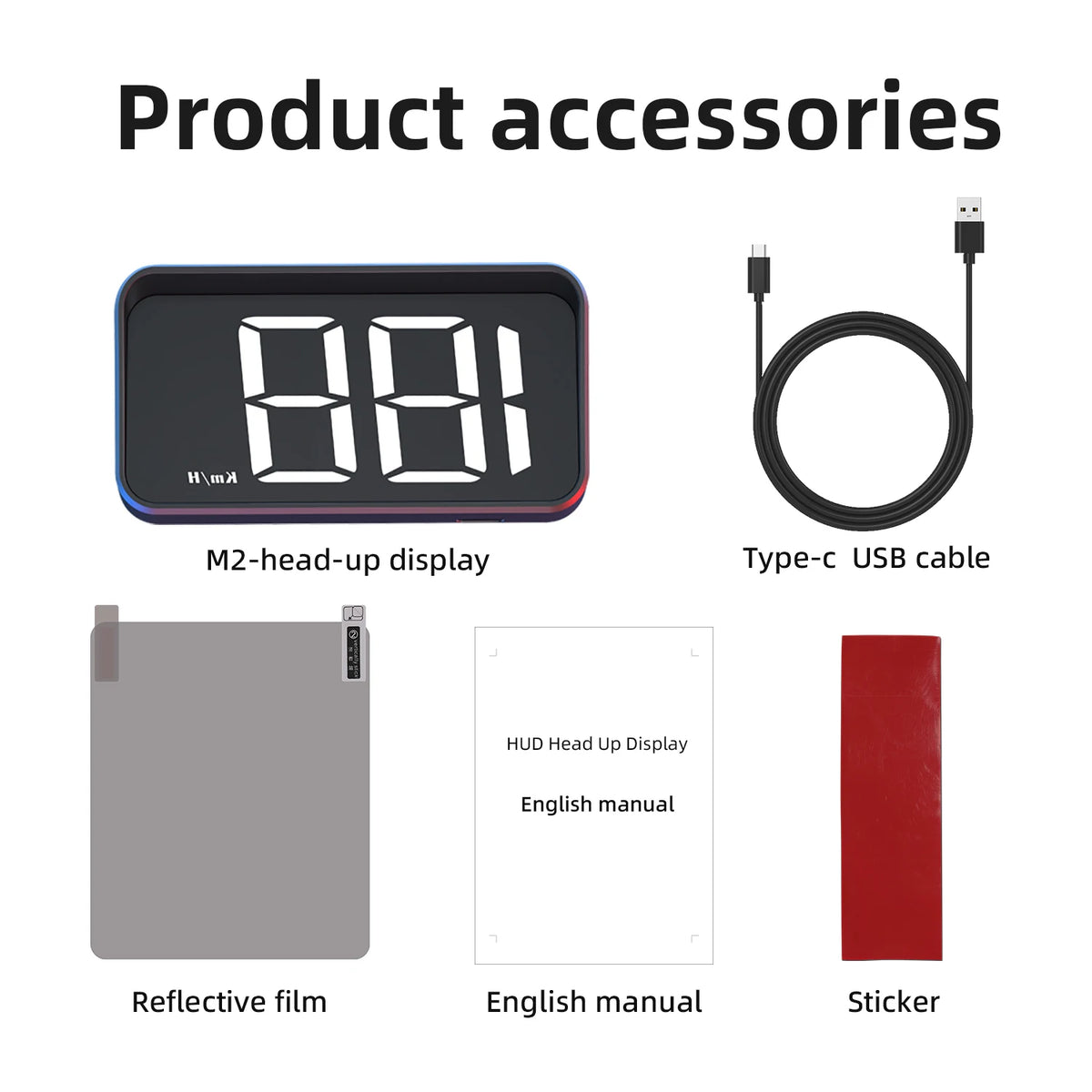 M2 HUD GPS Car Head-Up Display Windshield Display Screen Beidou + GPS Hud Meter Speed KMH Electronic Car Electronics Accessories