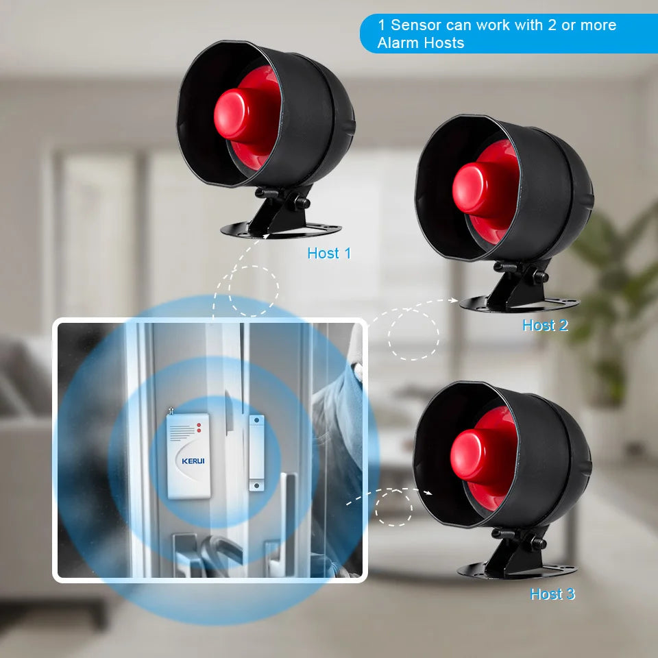 Wireless Home Security Alarm System – 433MHz Door Sensor, PIR Motion Detector & Loud Anti-Theft Siren for Home & Garage