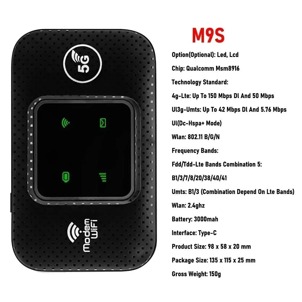 2026 4G/5G LTE Mobile WiFi Hotspot Router – 150Mbps Portable Wireless Router with SIM Card Slot for Travel & Car