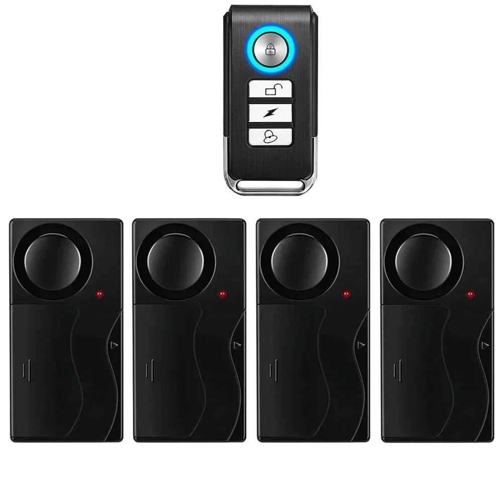 Wireless Vibration Alarm Door and Window Anti-Theft Alarm with Remote Control 110Db Motorcycle Bicycle Security Sensors