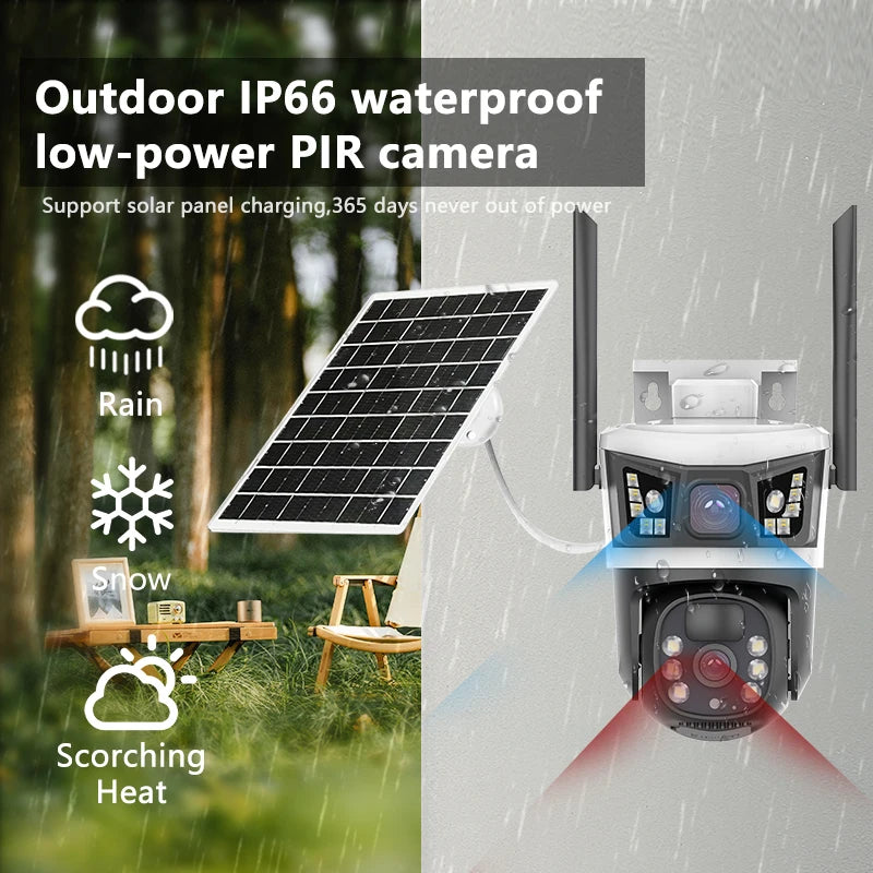 12MP 6K Solar Security Cameras Outdoors 4G SIM Card Wireless IP Camera Waterproof PIR Color Night Vision CCTV Cameras YOOSEE