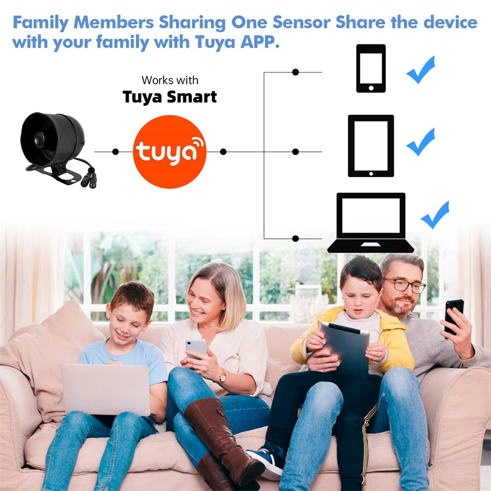 Tuya Smart WiFi Home Security Alarm System – 120dB Wireless Siren with Door & Window Sensor, Smart App Control