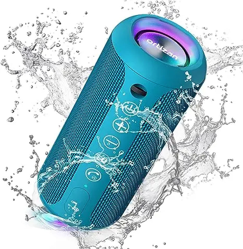 Portable Bluetooth Speaker with Bass Boost – 24W HD Sound, IPX7 Waterproof, RGB Lights, 30-Hour Playtime, TF Card & AUX Support