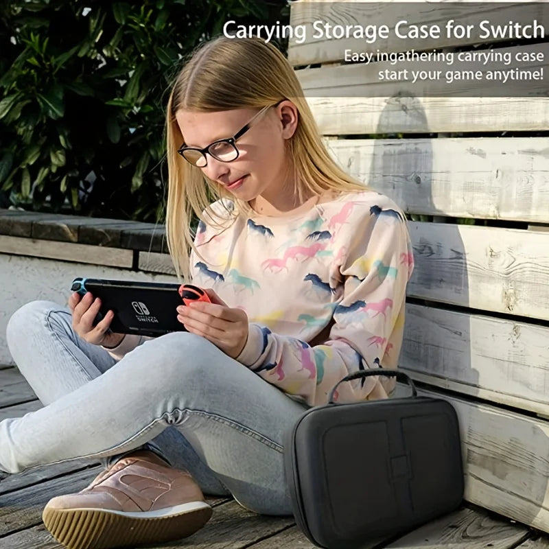 Nintendo Switch & OLED Accessories Kit – Protective Carrying Case with Storage Bag for Console, Pro Controller & Accessories