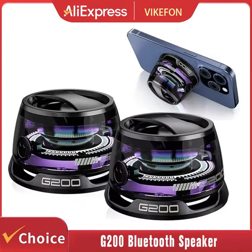 2026 G200 Magnetic Bluetooth Speaker – Bluetooth 5.3, RGB LED Lights, 7-Hour Battery, Built-in Phone Stand, Portable Mini Speaker