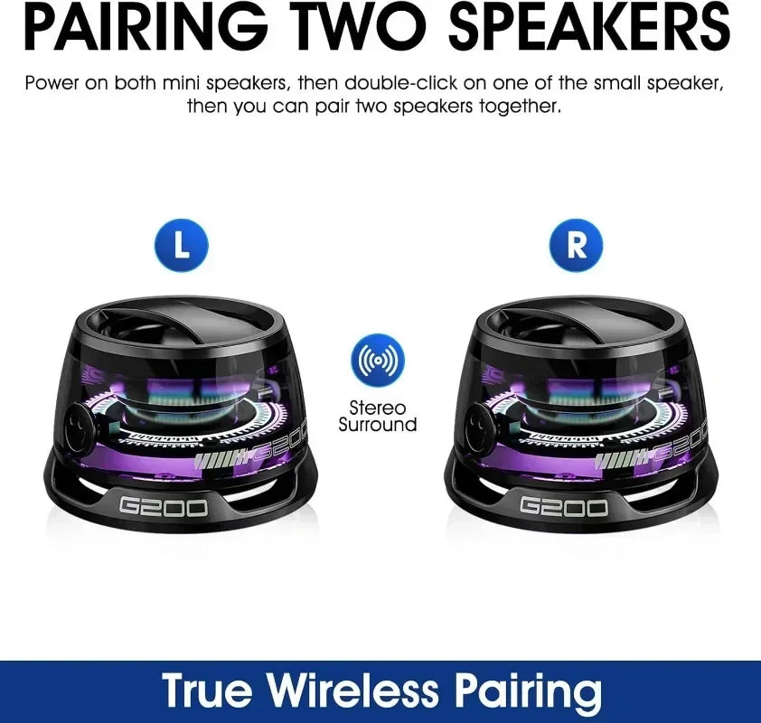 2026 G200 Magnetic Bluetooth Speaker – Bluetooth 5.3, RGB LED Lights, 7-Hour Battery, Built-in Phone Stand, Portable Mini Speaker