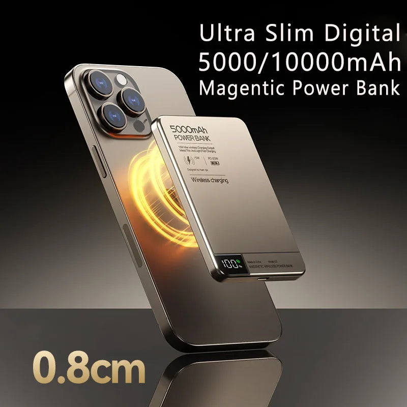10,000mAh Magnetic MagSafe Power Bank – Fast Wireless Portable Charger for iPhone with USB-C Fast Charging
