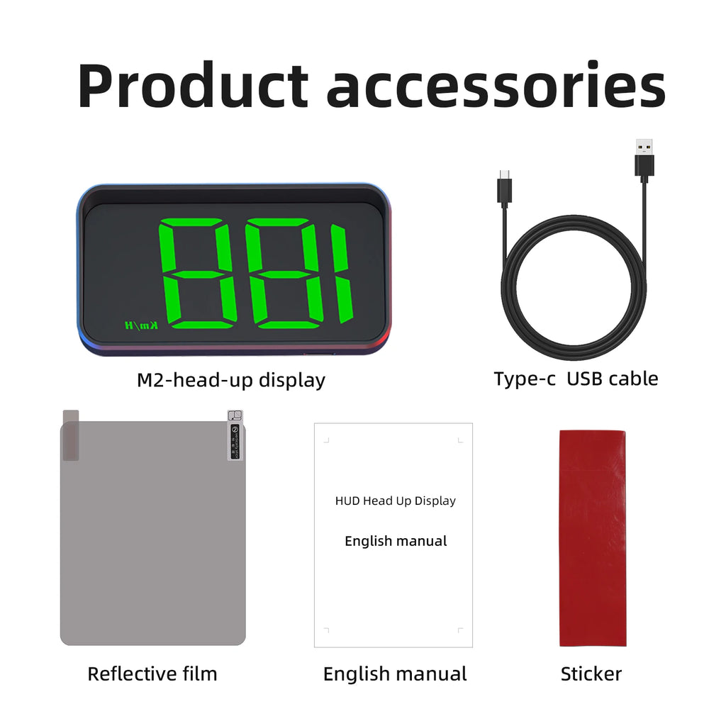 M2 HUD GPS Car Head-Up Display Windshield Display Screen Beidou + GPS Hud Meter Speed KMH Electronic Car Electronics Accessories