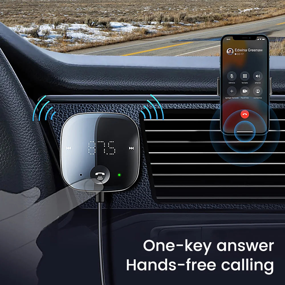 Extractme Bluetooth 5.0 Car Audio Transmitter Wireless Bluetooth FM Transmitter AUX Audio Receiver MP3 Player Car Kit Handsfree
