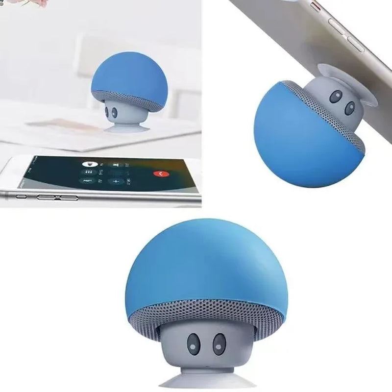 Mini Mushroom Bluetooth Speaker – Portable Wireless Sound Box with Suction Cup Phone Holder, Cute Gift for Girls & Kids