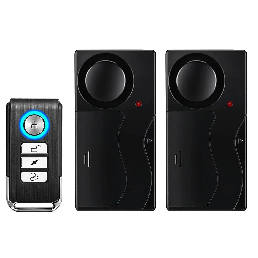 Wireless Vibration Alarm Door and Window Anti-Theft Alarm with Remote Control 110Db Motorcycle Bicycle Security Sensors