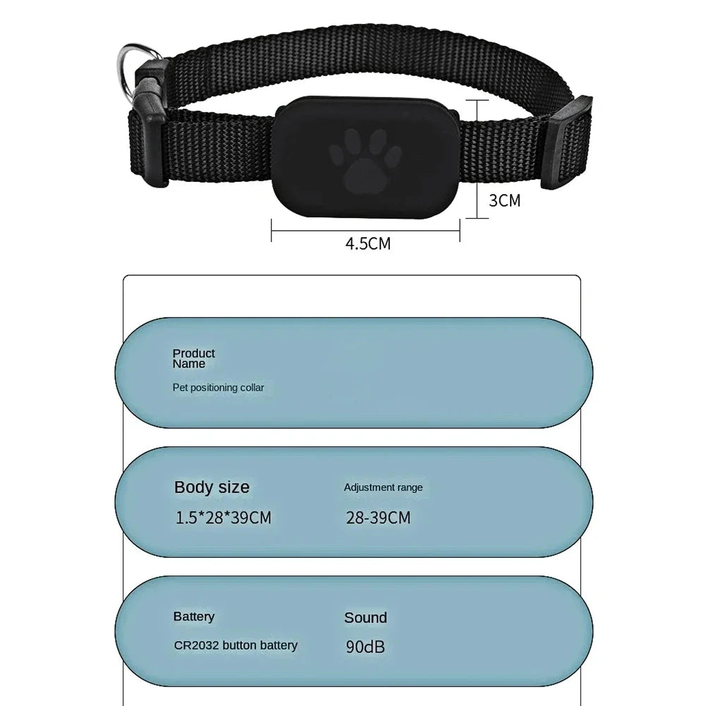 Smart Pet GPS Tracker with Adjustable Collar – Real-Time Locator for Dogs & Cats