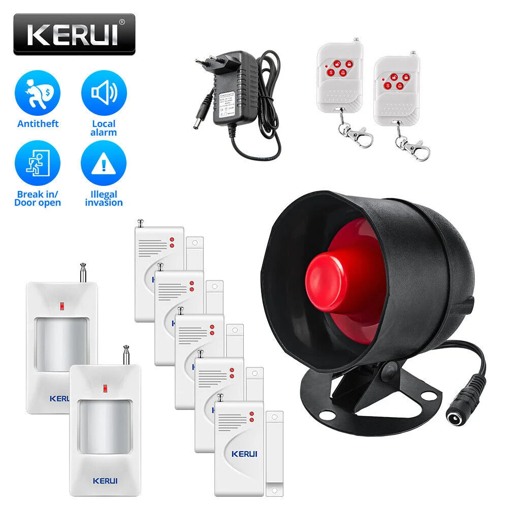 Wireless Home Security Alarm System – 433MHz Door Sensor, PIR Motion Detector & Loud Anti-Theft Siren for Home & Garage