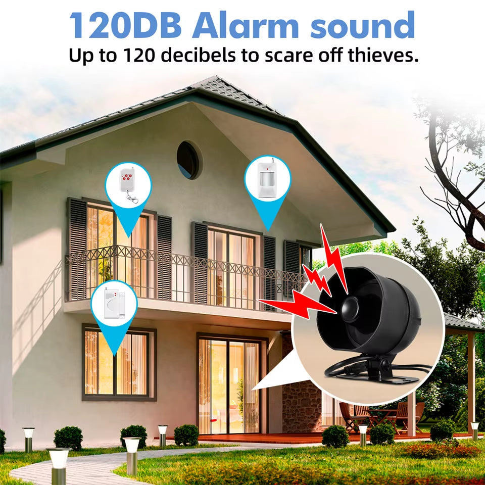 Tuya Smart WiFi Home Security Alarm System – 120dB Wireless Siren with Door & Window Sensor, Smart App Control