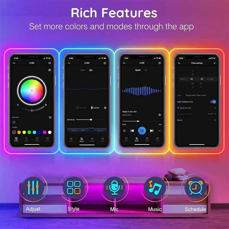 30M RGB Neon LED Strip Light with Bluetooth & App Control