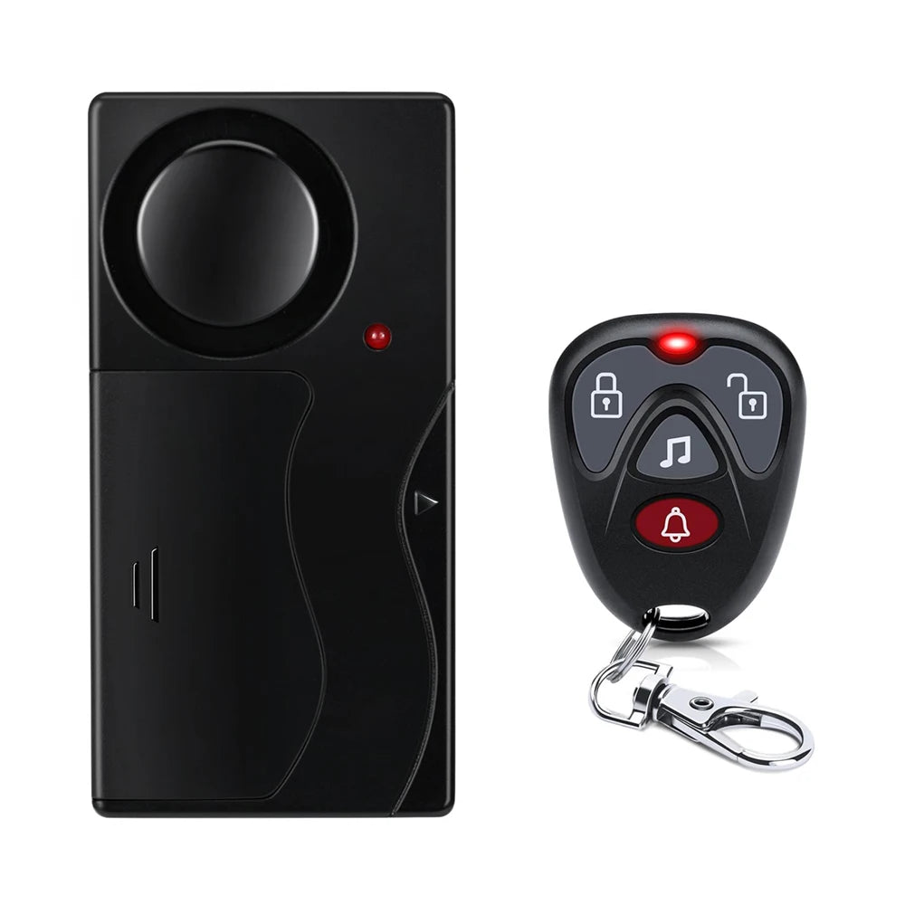 Wireless Vibration Alarm Door and Window Anti-Theft Alarm with Remote Control 110Db Motorcycle Bicycle Security Sensors