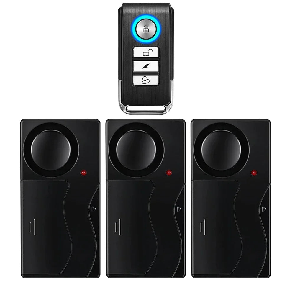 Wireless Vibration Alarm Door and Window Anti-Theft Alarm with Remote Control 110Db Motorcycle Bicycle Security Sensors