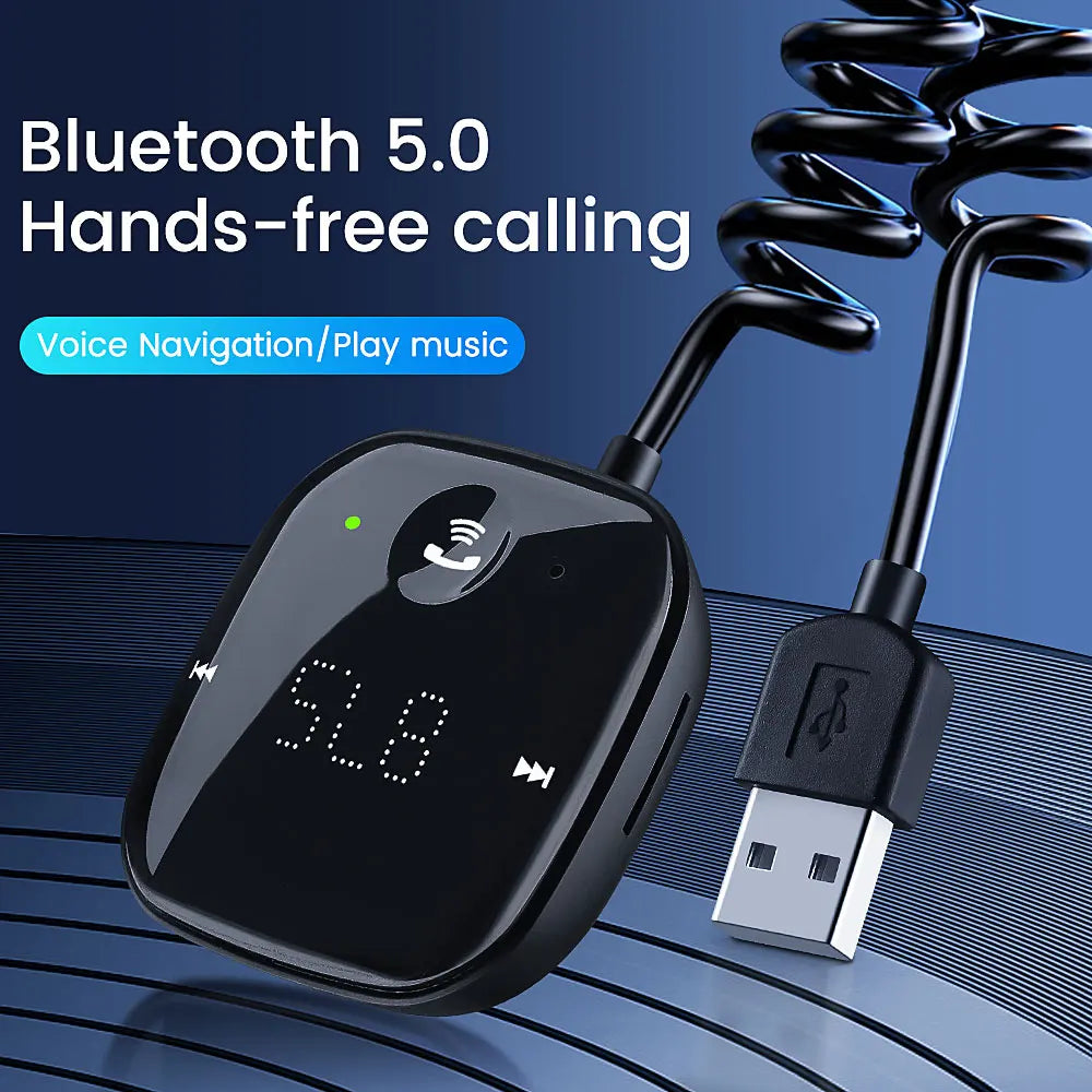 Extractme Bluetooth 5.0 Car Audio Transmitter Wireless Bluetooth FM Transmitter AUX Audio Receiver MP3 Player Car Kit Handsfree