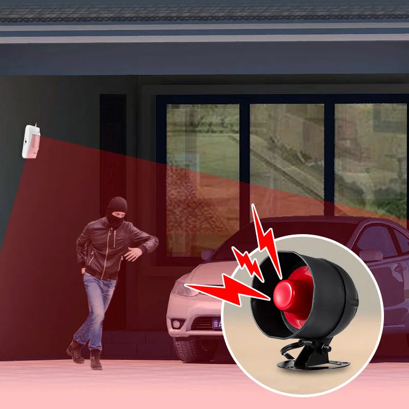 Wireless Home Security Alarm System – 433MHz Door Sensor, PIR Motion Detector & Loud Anti-Theft Siren for Home & Garage