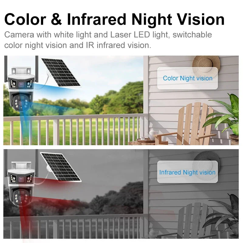 12MP 6K Solar Security Cameras Outdoors 4G SIM Card Wireless IP Camera Waterproof PIR Color Night Vision CCTV Cameras YOOSEE