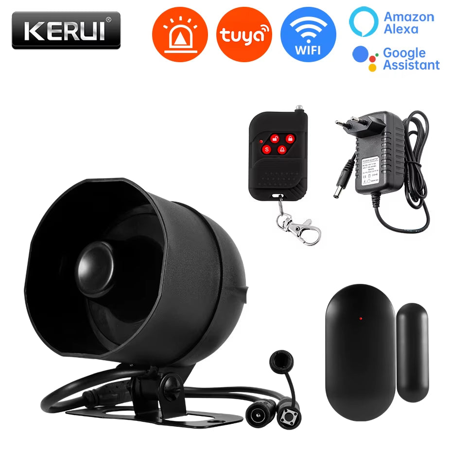 Tuya Smart WiFi Home Security Alarm System – 120dB Wireless Siren with Door & Window Sensor, Smart App Control