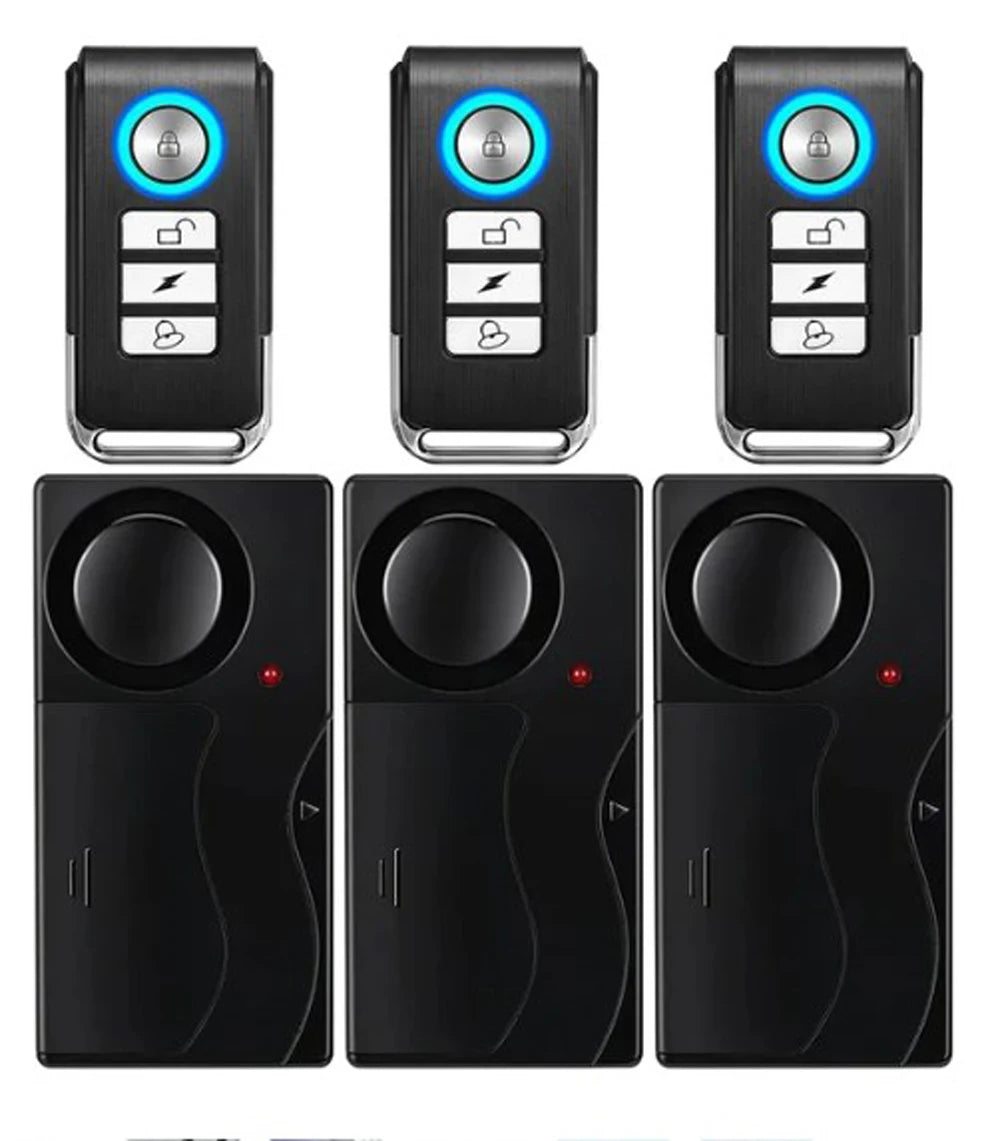 Wireless Vibration Alarm Door and Window Anti-Theft Alarm with Remote Control 110Db Motorcycle Bicycle Security Sensors