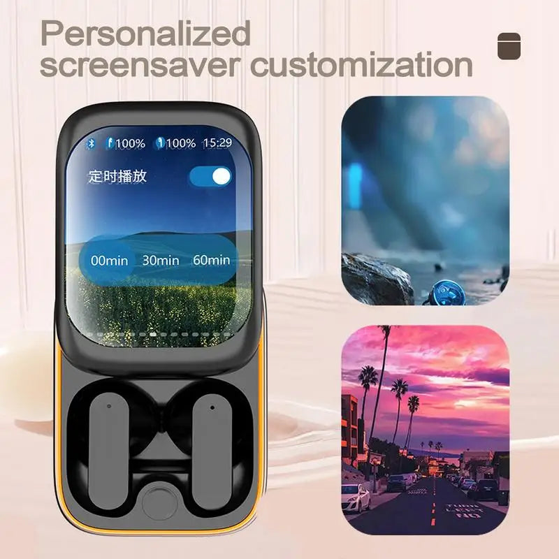 Smart Touchscreen Wireless Earbuds with Full-Color Display