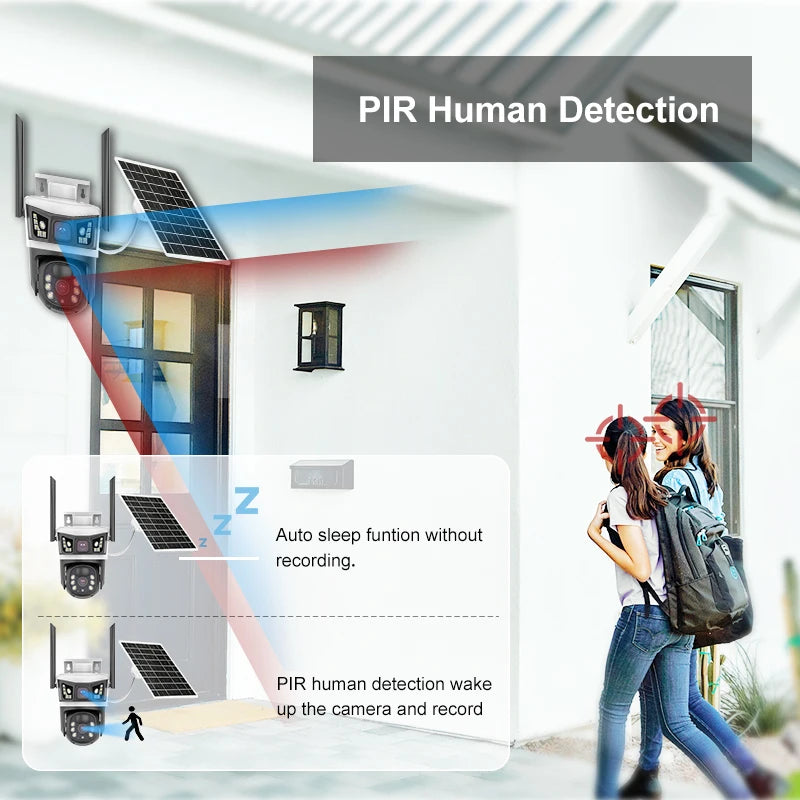12MP 6K Solar Security Cameras Outdoors 4G SIM Card Wireless IP Camera Waterproof PIR Color Night Vision CCTV Cameras YOOSEE