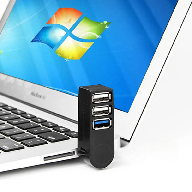 Rotatable 3-Port USB Hub Adapter for PC & Laptop