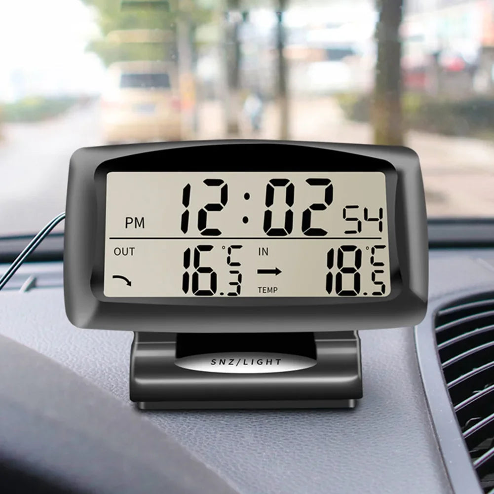 Digital Car Thermometer & Alarm Clock with Backlight