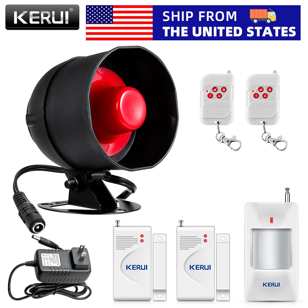 Wireless Home Security Alarm System – 433MHz Door Sensor, PIR Motion Detector & Loud Anti-Theft Siren for Home & Garage